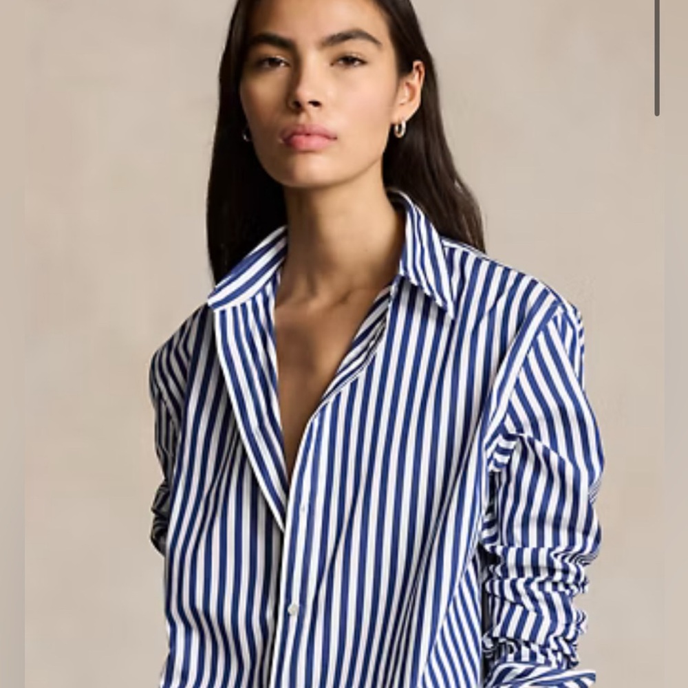 Oversized fit striped Ralph Lauren cotton shirt